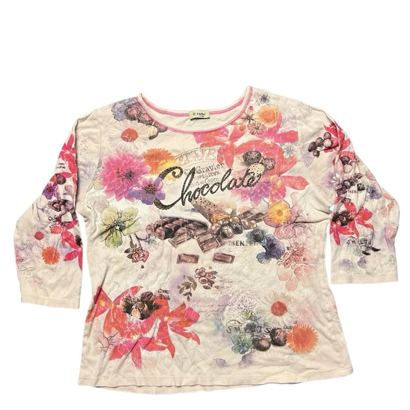 Chocolate Cactus Y2K Top Grunge Skater Pink and Brown VTG 2000s Size Large - Picture 1 of 5